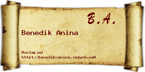 Benedik Anina névjegykártya